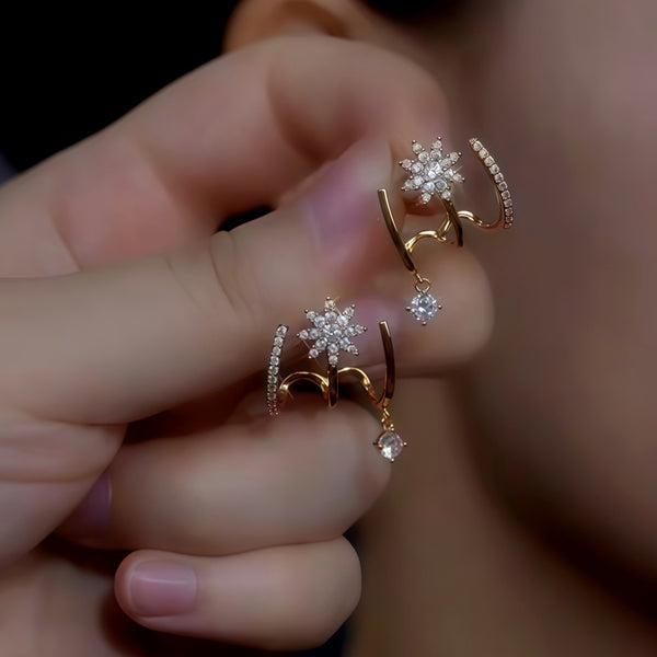 Aretes con baño de oro 14K y zirconias
